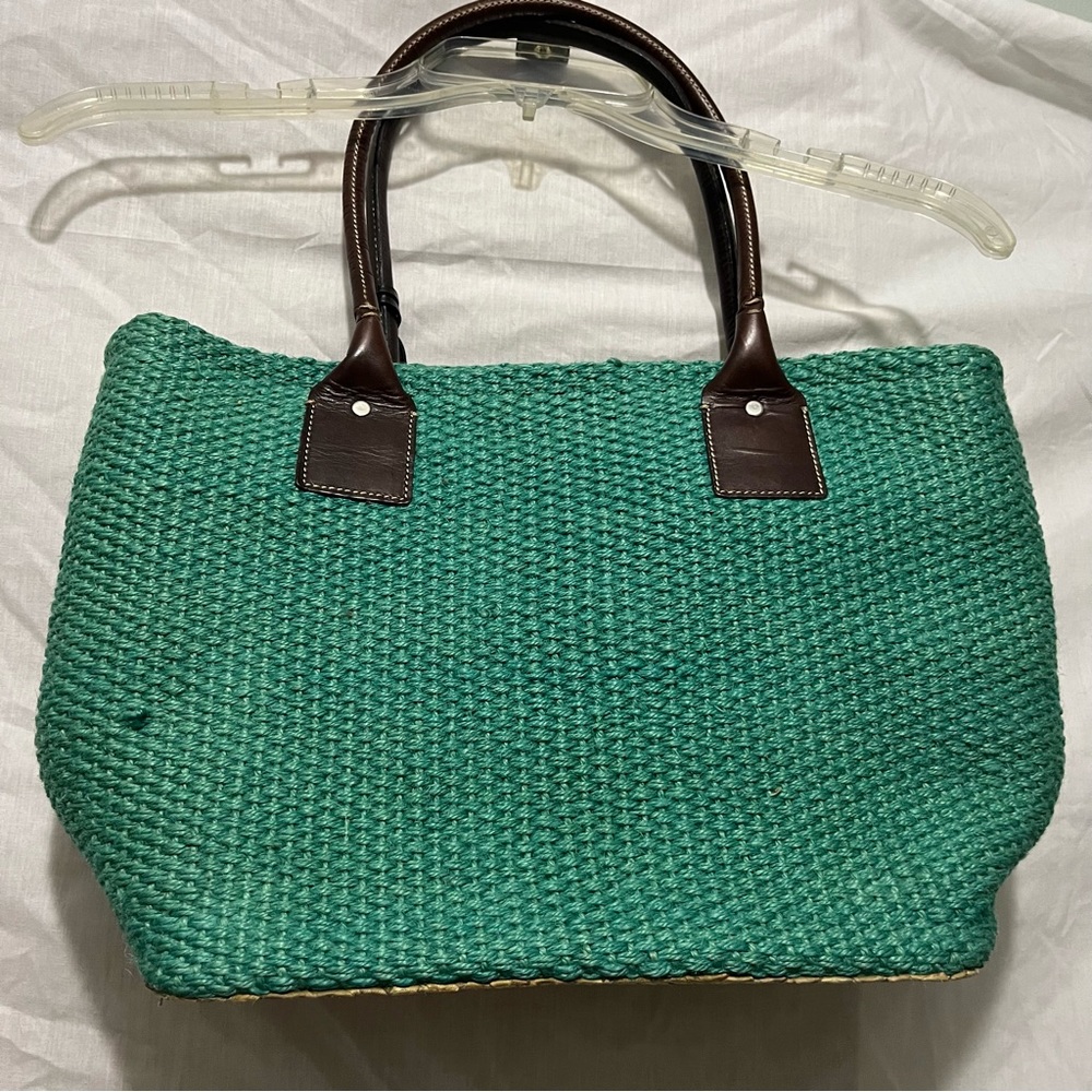Kelly green jute handbag